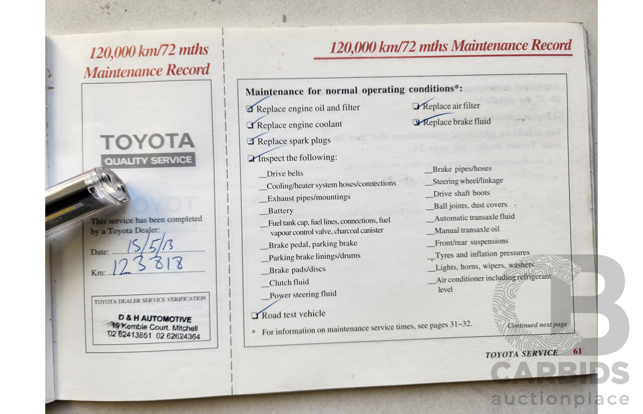 8/2002 Toyota Corolla Ascent SECA ZZE122R 5d Hatchback White 1.8L