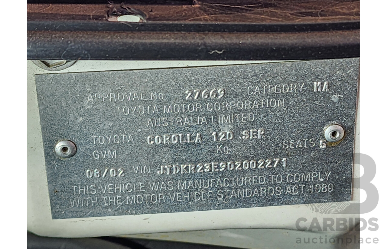8/2002 Toyota Corolla Ascent SECA ZZE122R 5d Hatchback White 1.8L