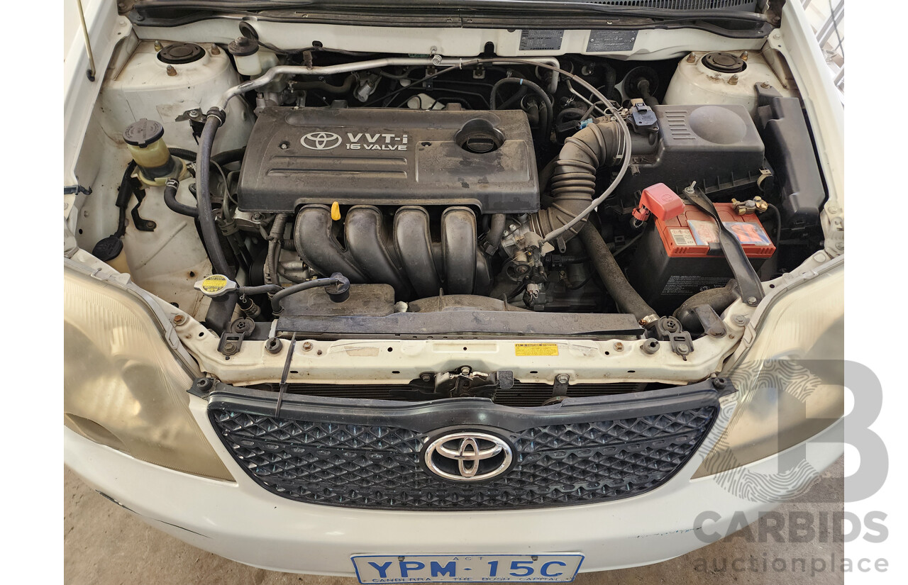 8/2002 Toyota Corolla Ascent SECA ZZE122R 5d Hatchback White 1.8L