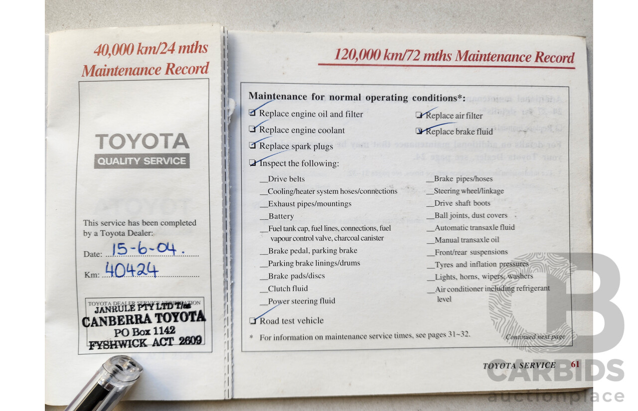 8/2002 Toyota Corolla Ascent SECA ZZE122R 5d Hatchback White 1.8L