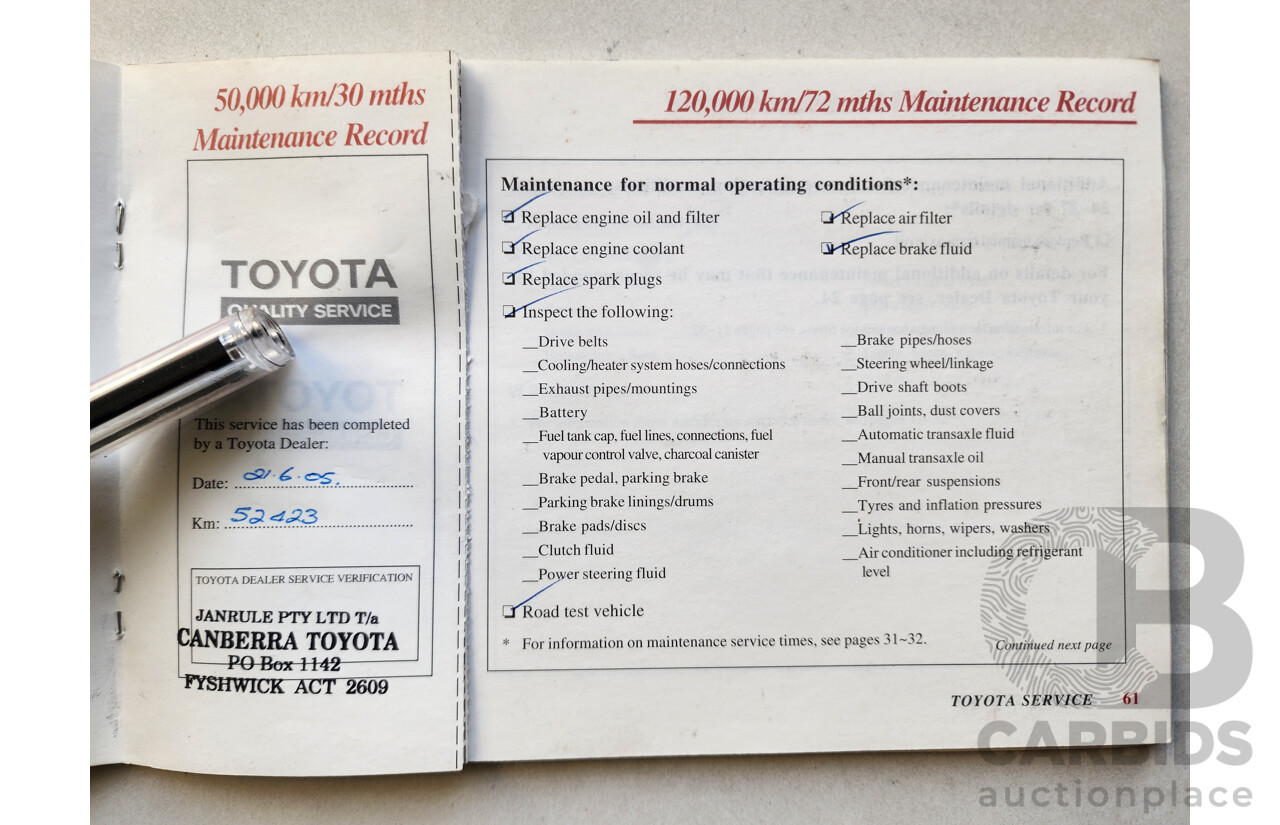 8/2002 Toyota Corolla Ascent SECA ZZE122R 5d Hatchback White 1.8L