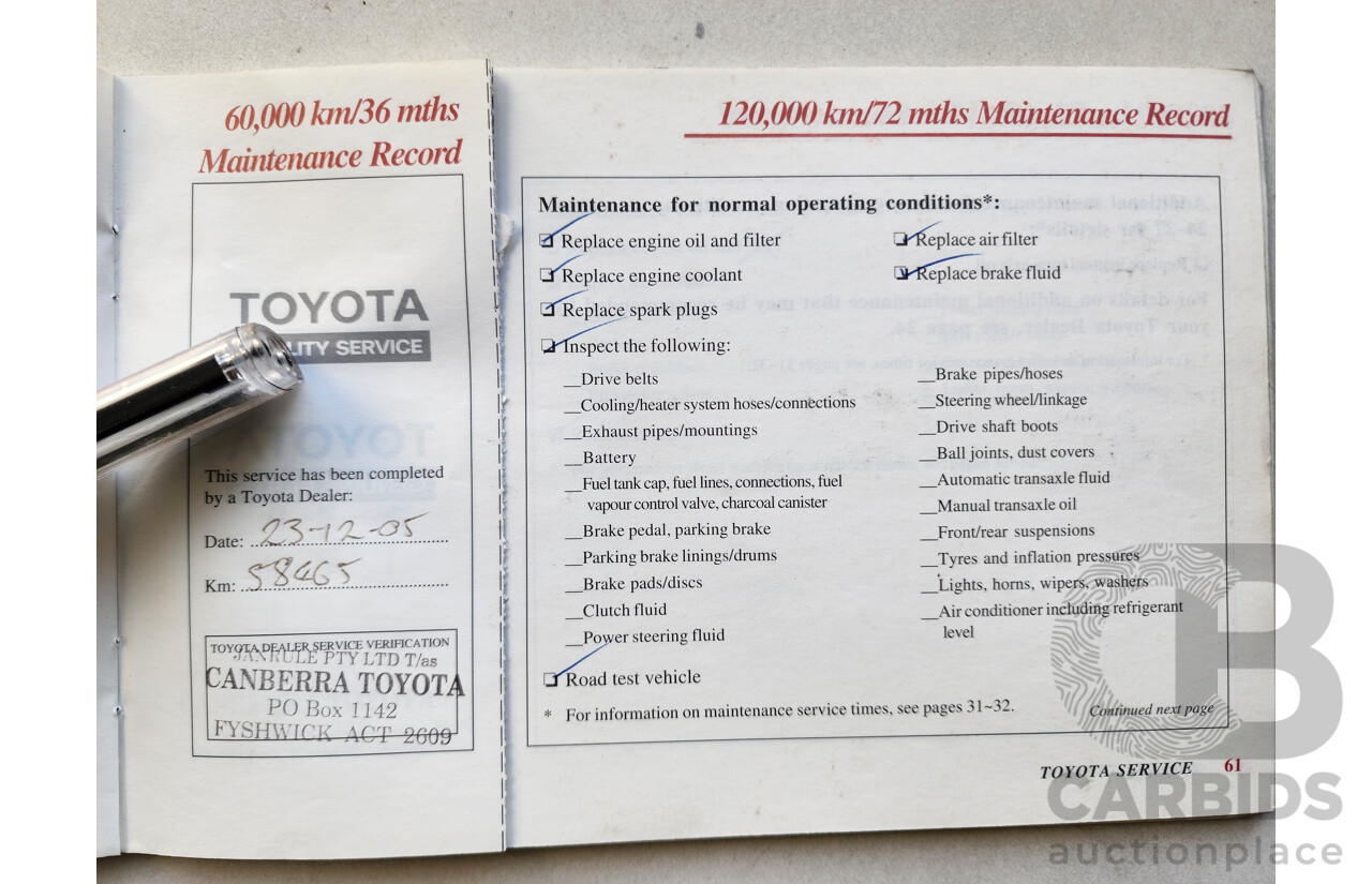 8/2002 Toyota Corolla Ascent SECA ZZE122R 5d Hatchback White 1.8L