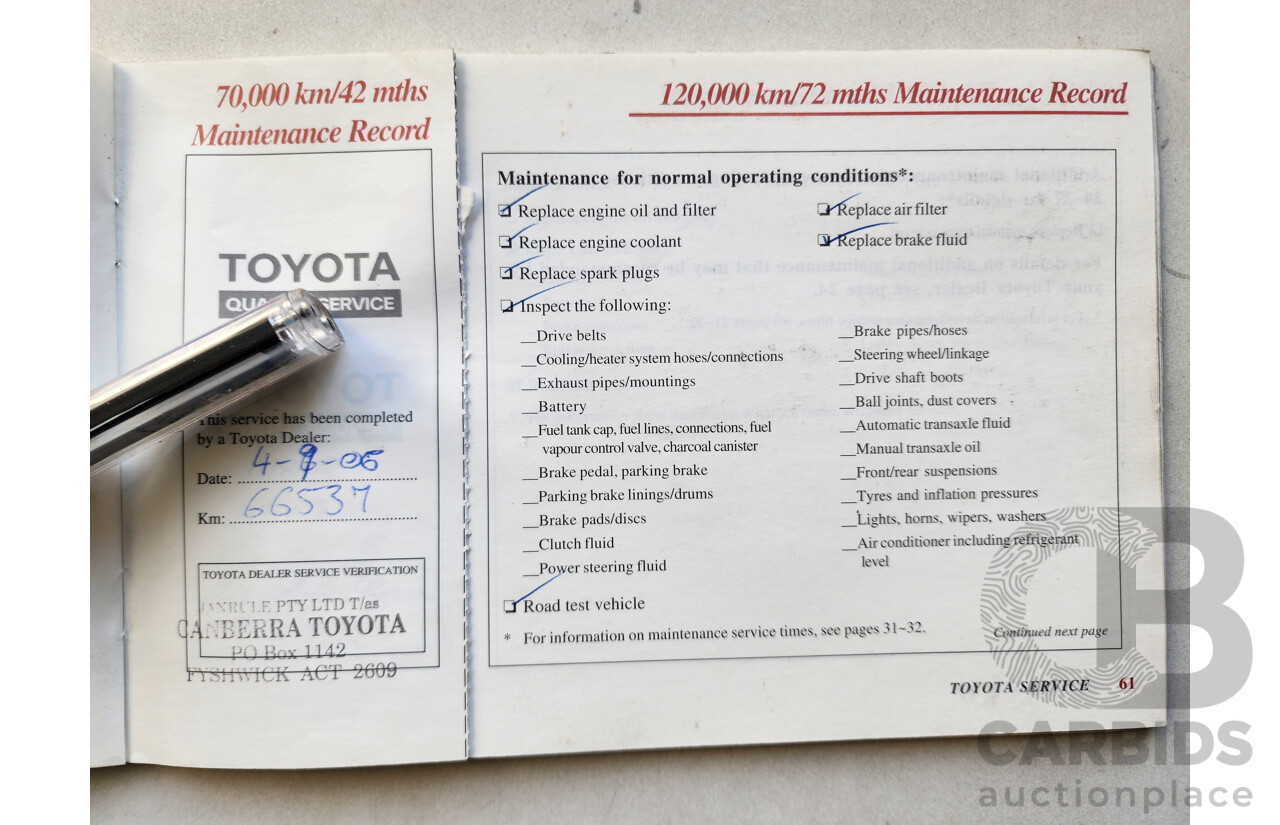 8/2002 Toyota Corolla Ascent SECA ZZE122R 5d Hatchback White 1.8L