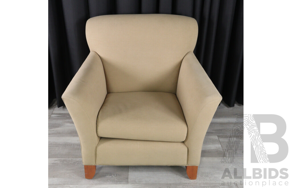 Modern Art Deco Style Brown Suede Armchair by Cabot Wrenn Furniture