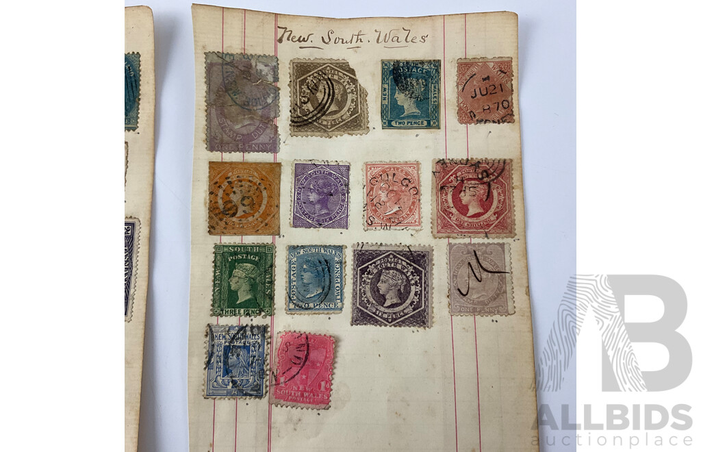 Collection of Australian Colonial and Predecimal Stamps Including QV Van Diemens Land, Western Australia, South Australia, Queensland New South Wales, Hand Cancel, KGV, KGVI