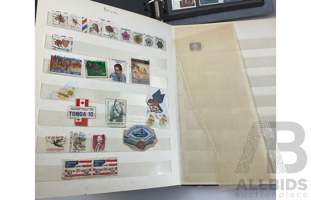 Collection of Vintage Stamps Including Australia and New Zealand Predecimal, St Helena, Mali, Brazil, Fiji, Samoa, Tonga, USA and More