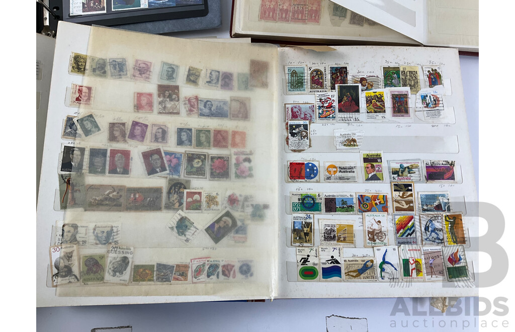 Collection of Vintage Stamps Including Australia and New Zealand Predecimal, St Helena, Mali, Brazil, Fiji, Samoa, Tonga, USA and More