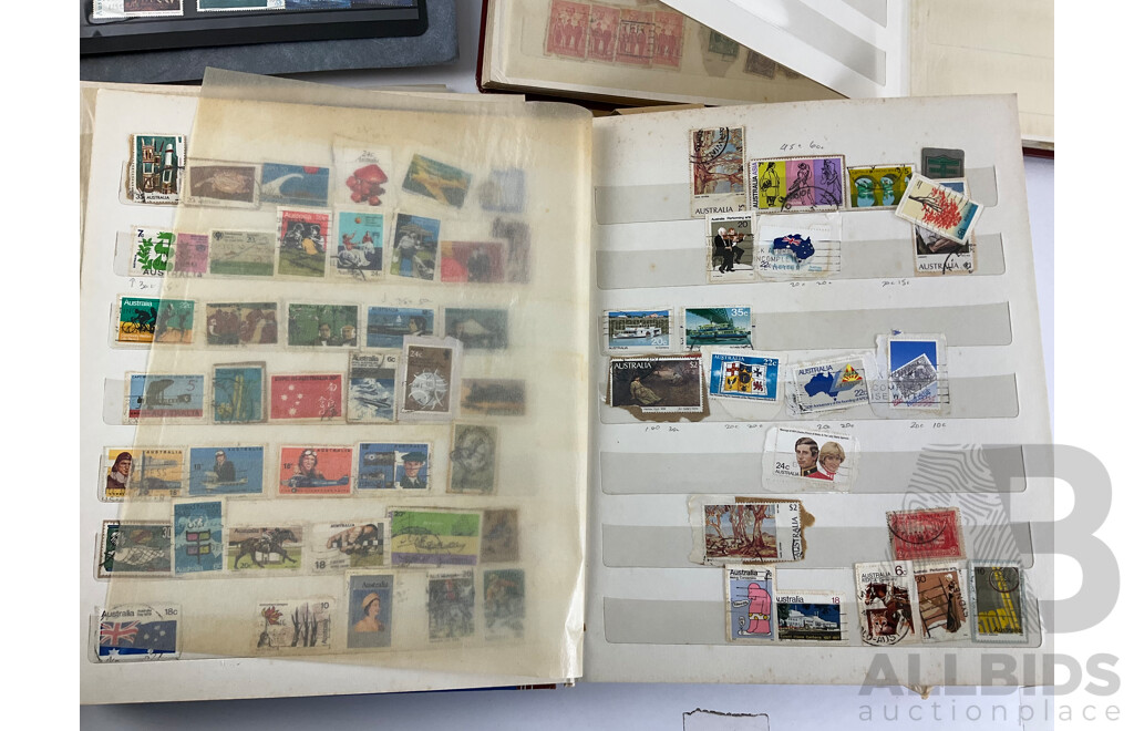 Collection of Vintage Stamps Including Australia and New Zealand Predecimal, St Helena, Mali, Brazil, Fiji, Samoa, Tonga, USA and More