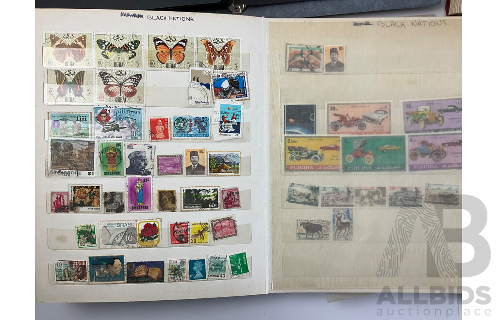 Collection of Vintage Stamps Including Australia and New Zealand Predecimal, St Helena, Mali, Brazil, Fiji, Samoa, Tonga, USA and More