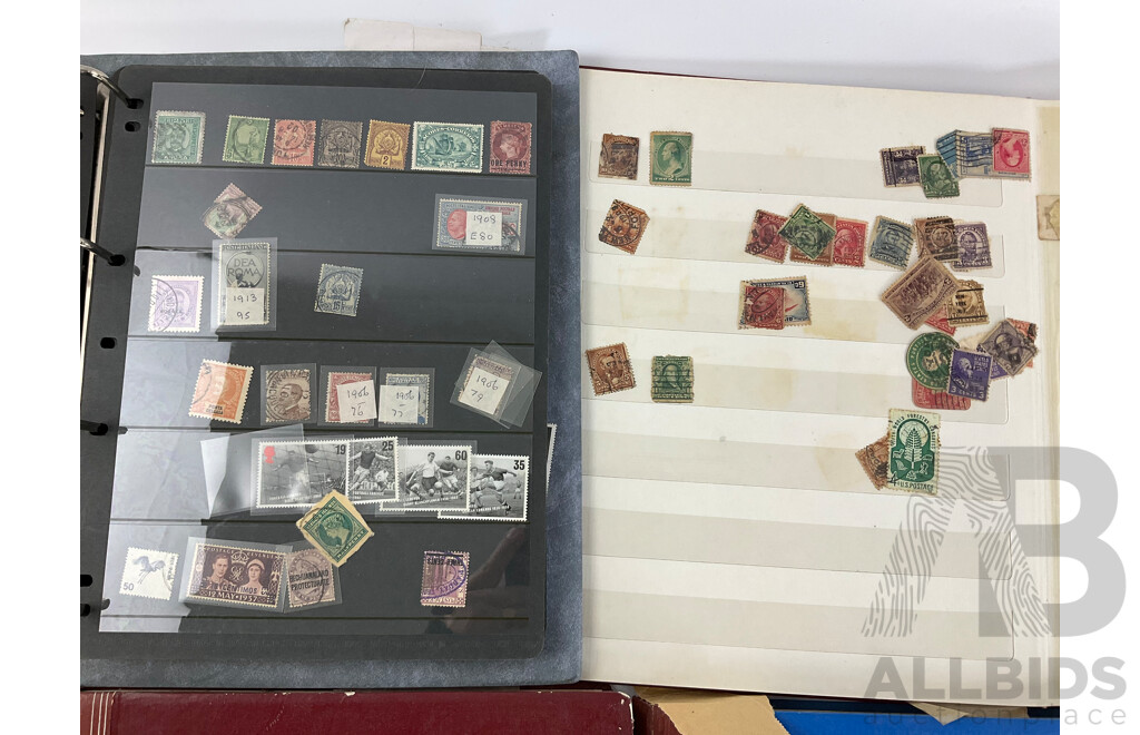 Collection of Vintage Stamps Including Australia and New Zealand Predecimal, St Helena, Mali, Brazil, Fiji, Samoa, Tonga, USA and More