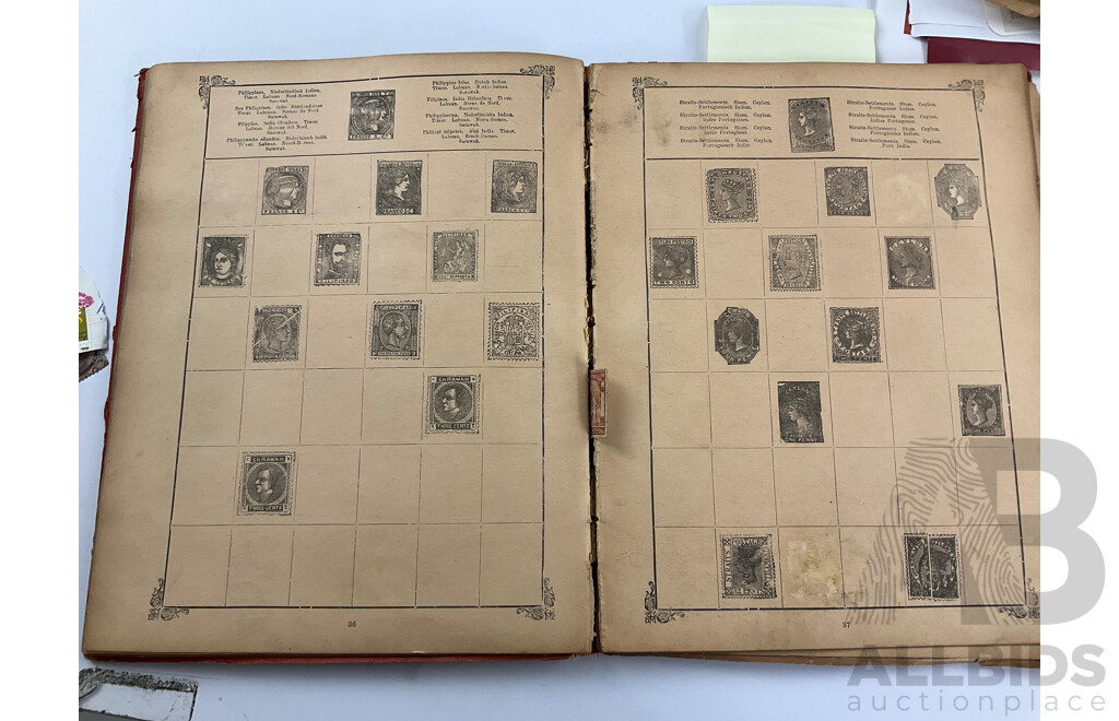 Collection of Australian Pre-Federation Stamps Including Victoria, New South Wales, South Australia, Queensland, Tasmania, Postage Due, Hand Cancels with 1989 Misprints, Vintage Albums of International Stamps