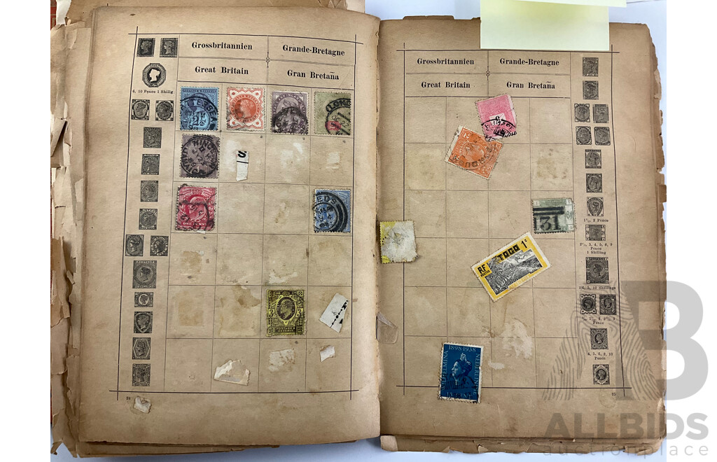 Collection of Australian Pre-Federation Stamps Including Victoria, New South Wales, South Australia, Queensland, Tasmania, Postage Due, Hand Cancels with 1989 Misprints, Vintage Albums of International Stamps