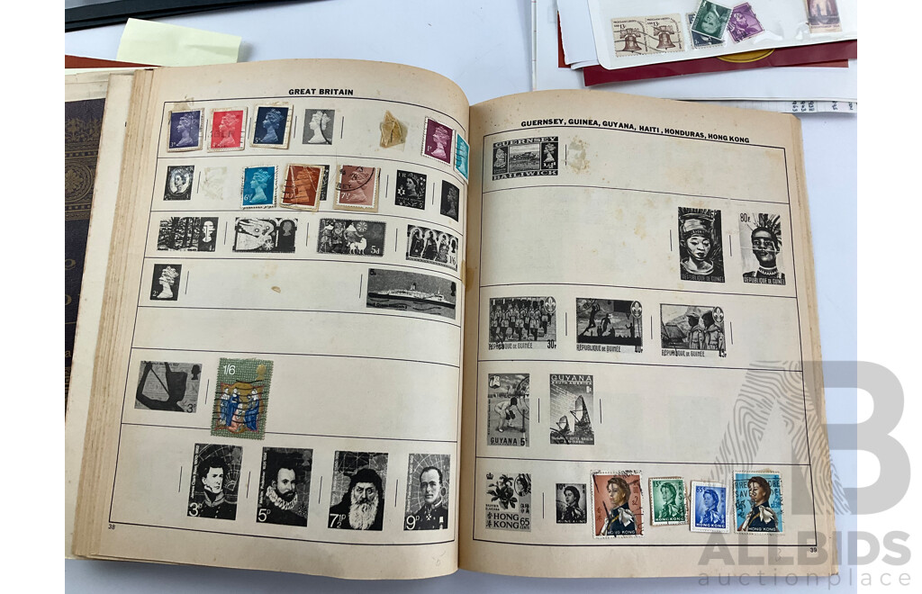 Collection of Australian Pre-Federation Stamps Including Victoria, New South Wales, South Australia, Queensland, Tasmania, Postage Due, Hand Cancels with 1989 Misprints, Vintage Albums of International Stamps