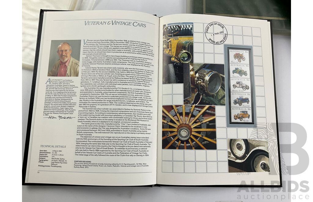 Two Australian Annual Stamp Albums 1984 and 1985 - Face Value $49 with Three Papua New Guinea Albums 1985, 1986, 1987