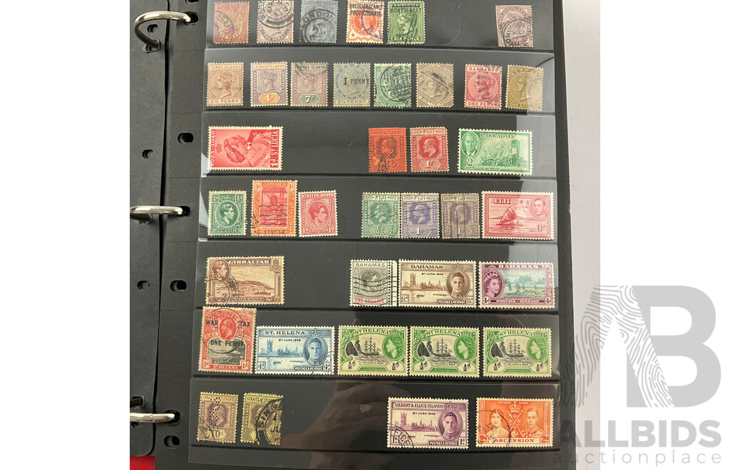 Album of United Kingdom Stamps, Examples Spanning 1860's to 2000, QV, KEVII, KGV, KGVI, QE2, Penny Red, Penny Blues, Commonwealth Countries, Churchill, Sets