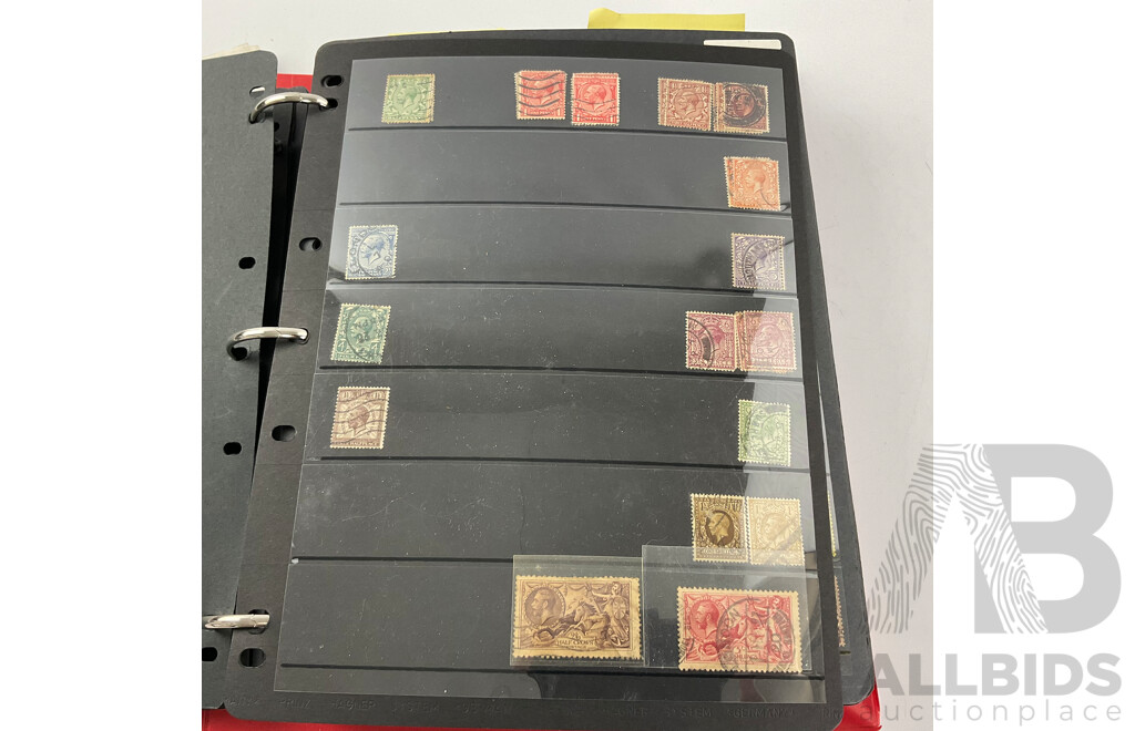 Album of United Kingdom Stamps, Examples Spanning 1860's to 2000, QV, KEVII, KGV, KGVI, QE2, Penny Red, Penny Blues, Commonwealth Countries, Churchill, Sets