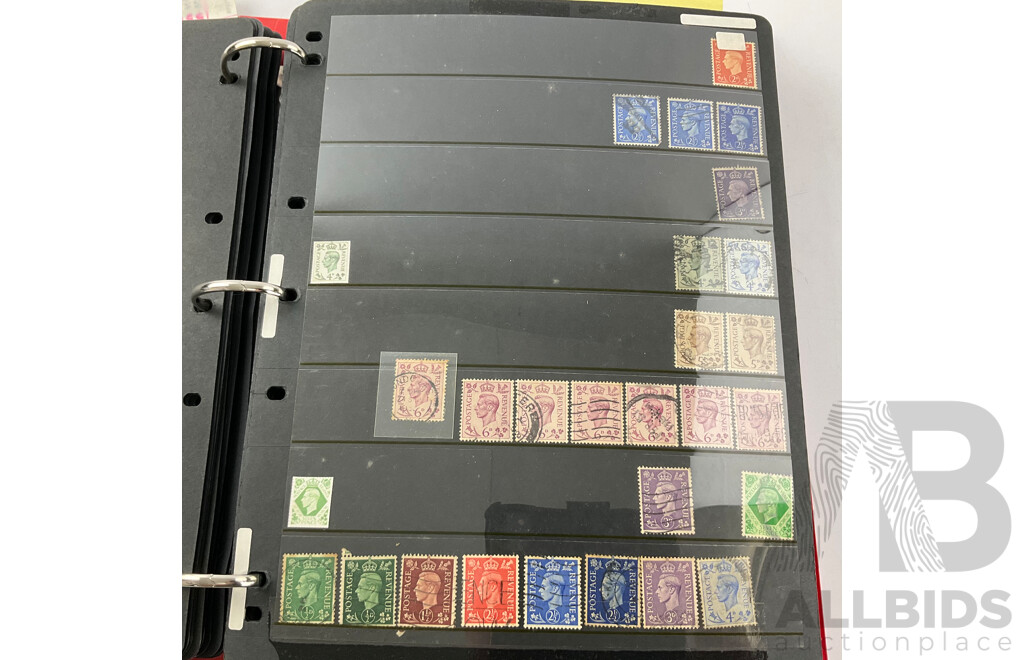 Album of United Kingdom Stamps, Examples Spanning 1860's to 2000, QV, KEVII, KGV, KGVI, QE2, Penny Red, Penny Blues, Commonwealth Countries, Churchill, Sets