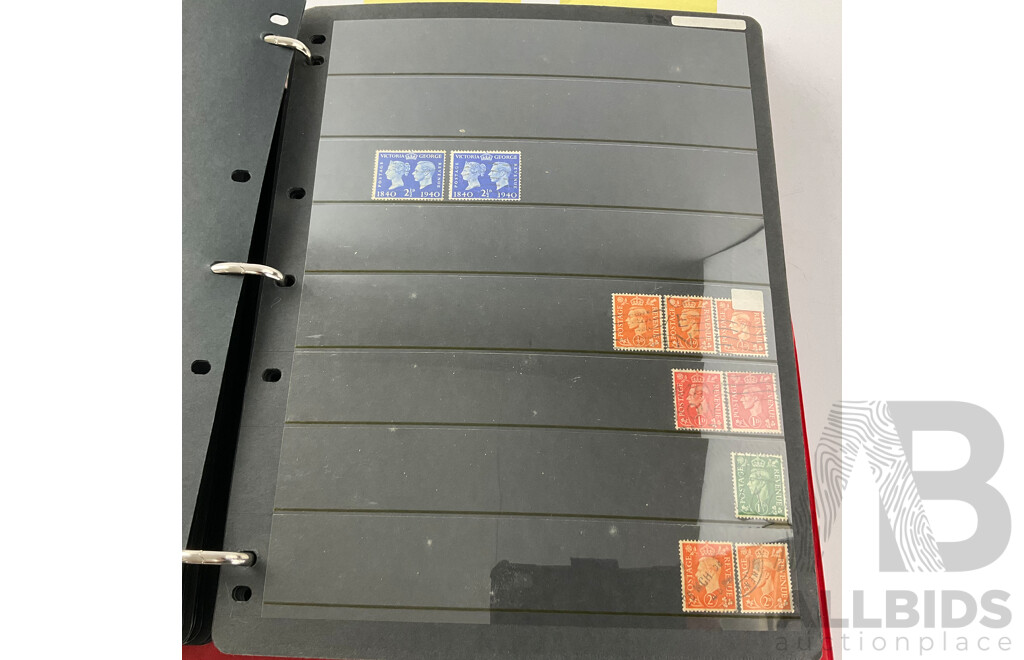 Album of United Kingdom Stamps, Examples Spanning 1860's to 2000, QV, KEVII, KGV, KGVI, QE2, Penny Red, Penny Blues, Commonwealth Countries, Churchill, Sets