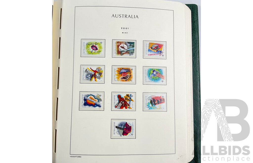 Album of Australian Mint and Cancelled Stamps Spanning 2001 to 2005, Sets and Multiples