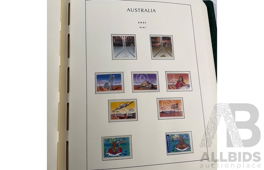 Album of Australian Mint and Cancelled Stamps Spanning 2001 to 2005, Sets and Multiples