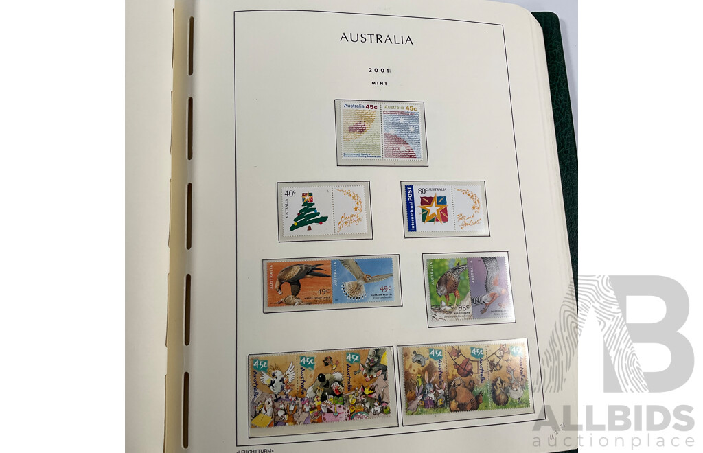 Album of Australian Mint and Cancelled Stamps Spanning 2001 to 2005, Sets and Multiples