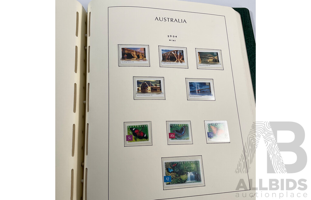 Album of Australian Mint and Cancelled Stamps Spanning 2001 to 2005, Sets and Multiples