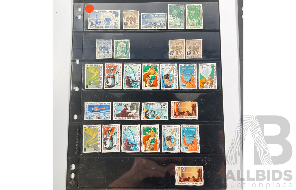 Collection of Vintage Mint, Mint/Hinged Stamps Including Papua, Territory of New Guinea Over Prints, Australian Pre Decimal, Australian Antarctic Territory Pre Decimal, Papua New Guinea, Norfolk Island
