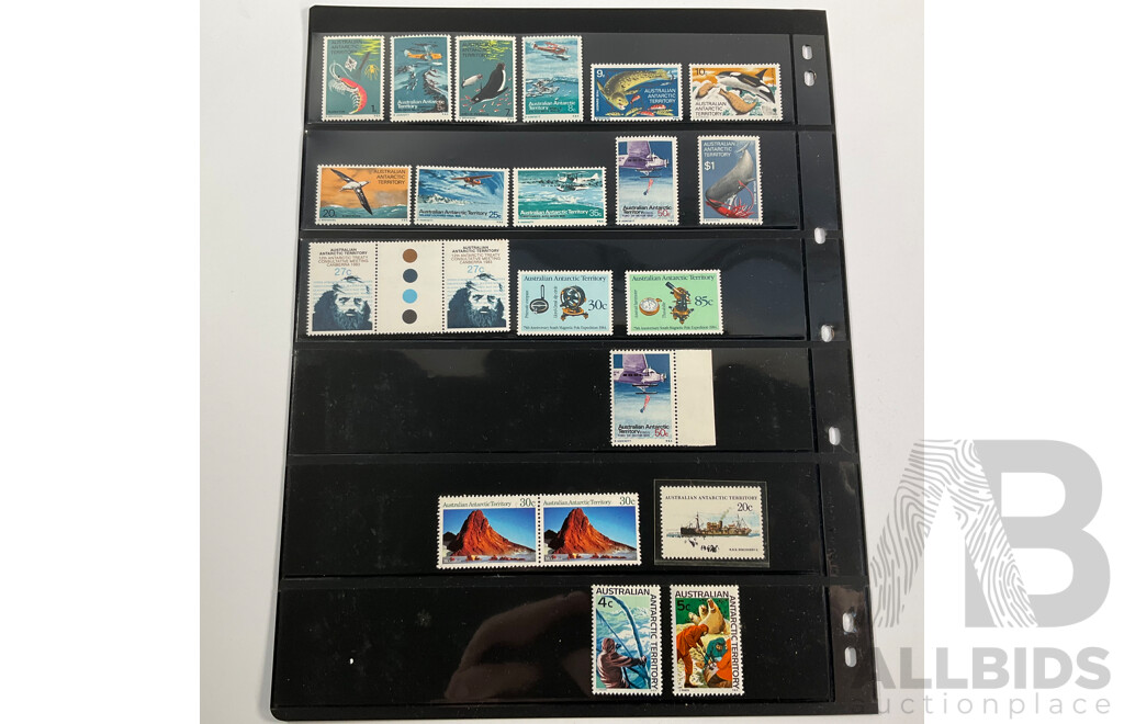 Collection of Vintage Mint, Mint/Hinged Stamps Including Papua, Territory of New Guinea Over Prints, Australian Pre Decimal, Australian Antarctic Territory Pre Decimal, Papua New Guinea, Norfolk Island