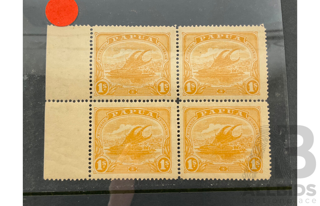 Papua 1911-1915 Mint One Shilling Stamp Block