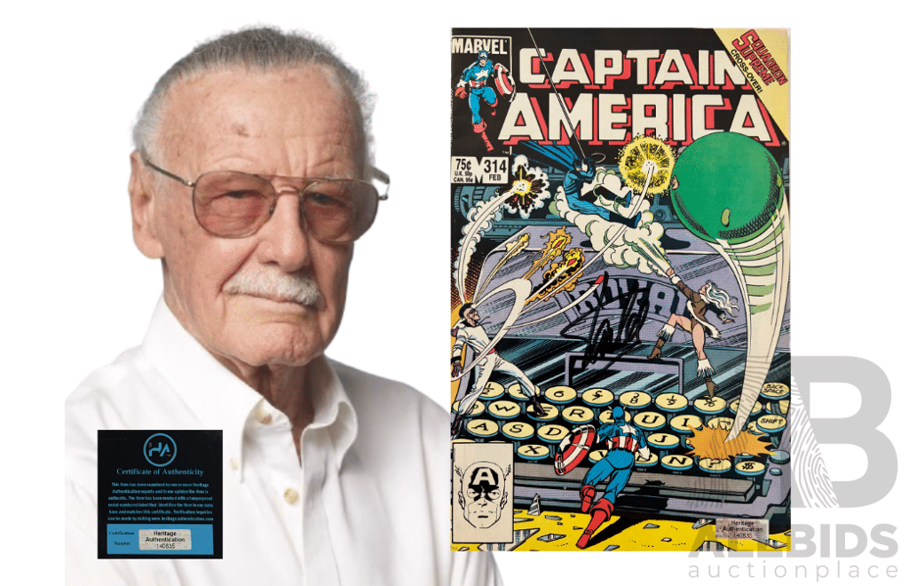 Stan Lee Signed Captain America Comic Issue # 314.