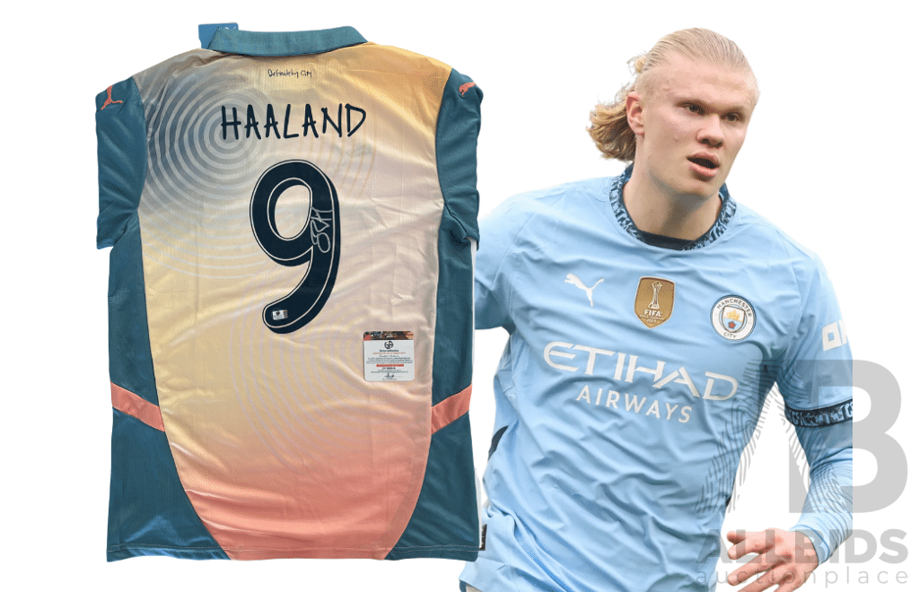 Erling Haaland Signed Manchester City Football Jersey.
