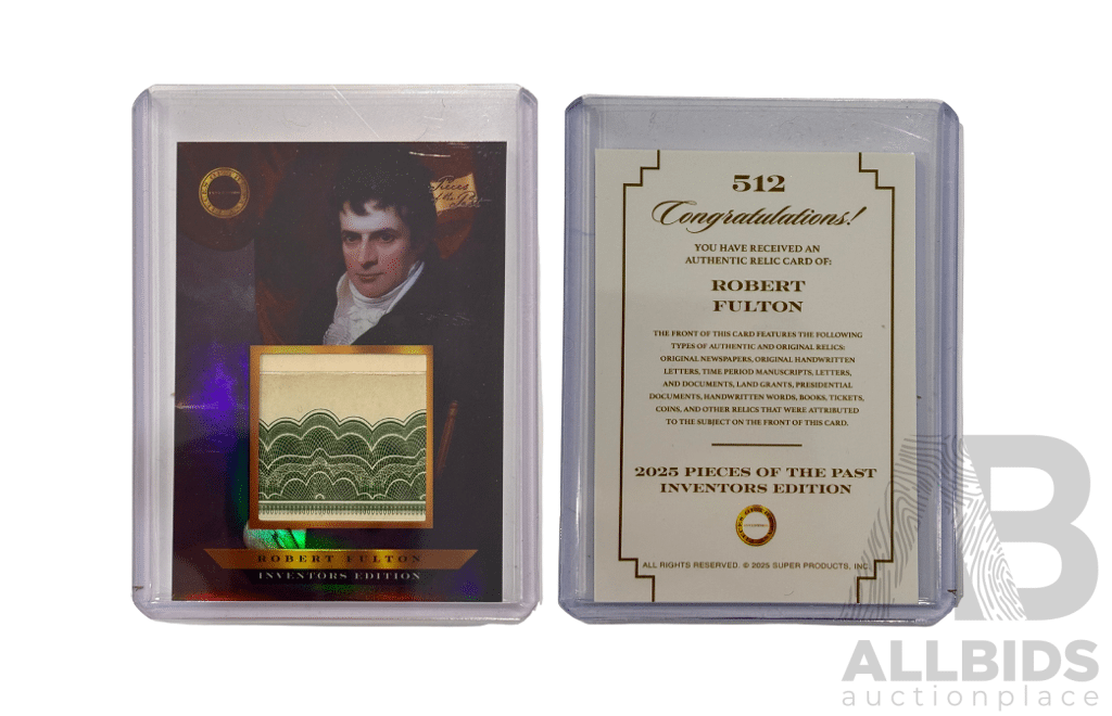 Robert Fulton 2025 Pieces of the Past Relic Card.