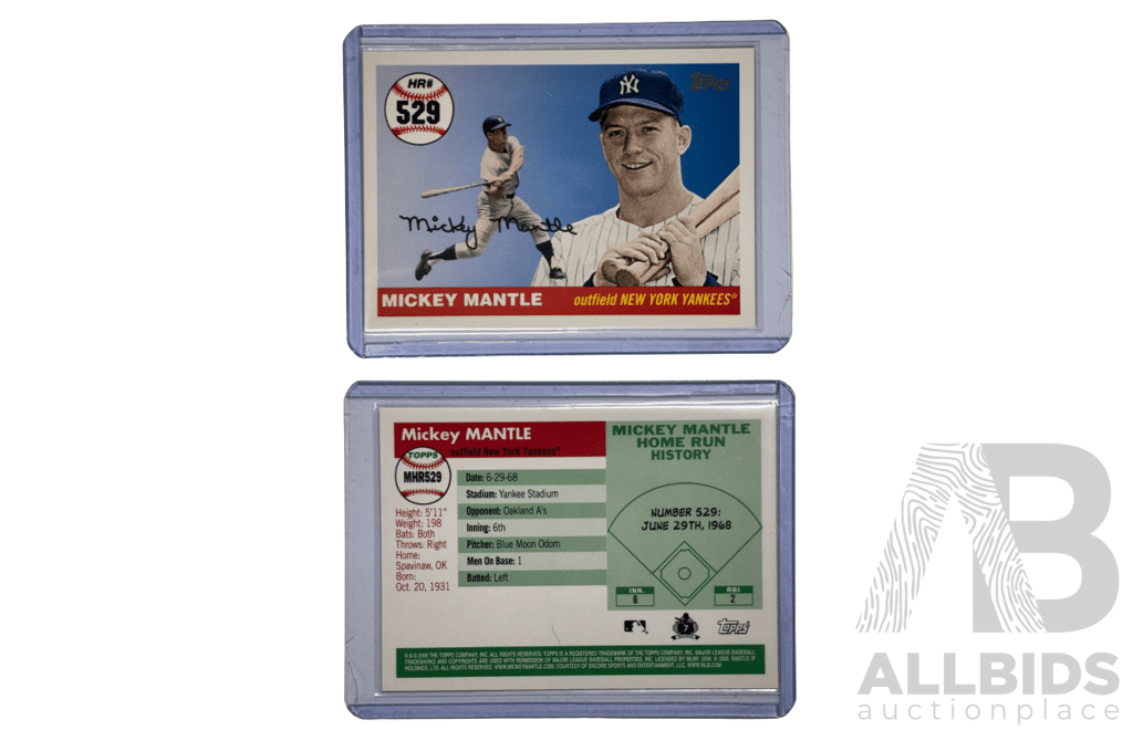 Classic Topps Home Run History Mantle Card Featuring HR 529