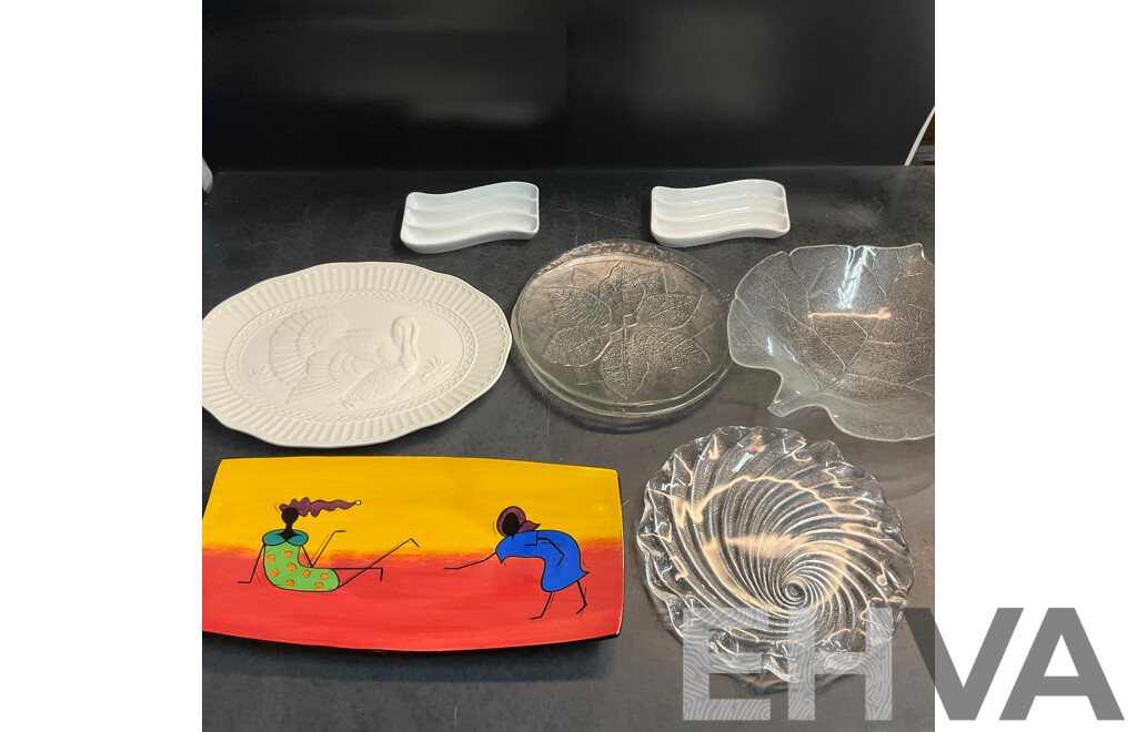 Assorted Decorative Serving Plates and Dishes