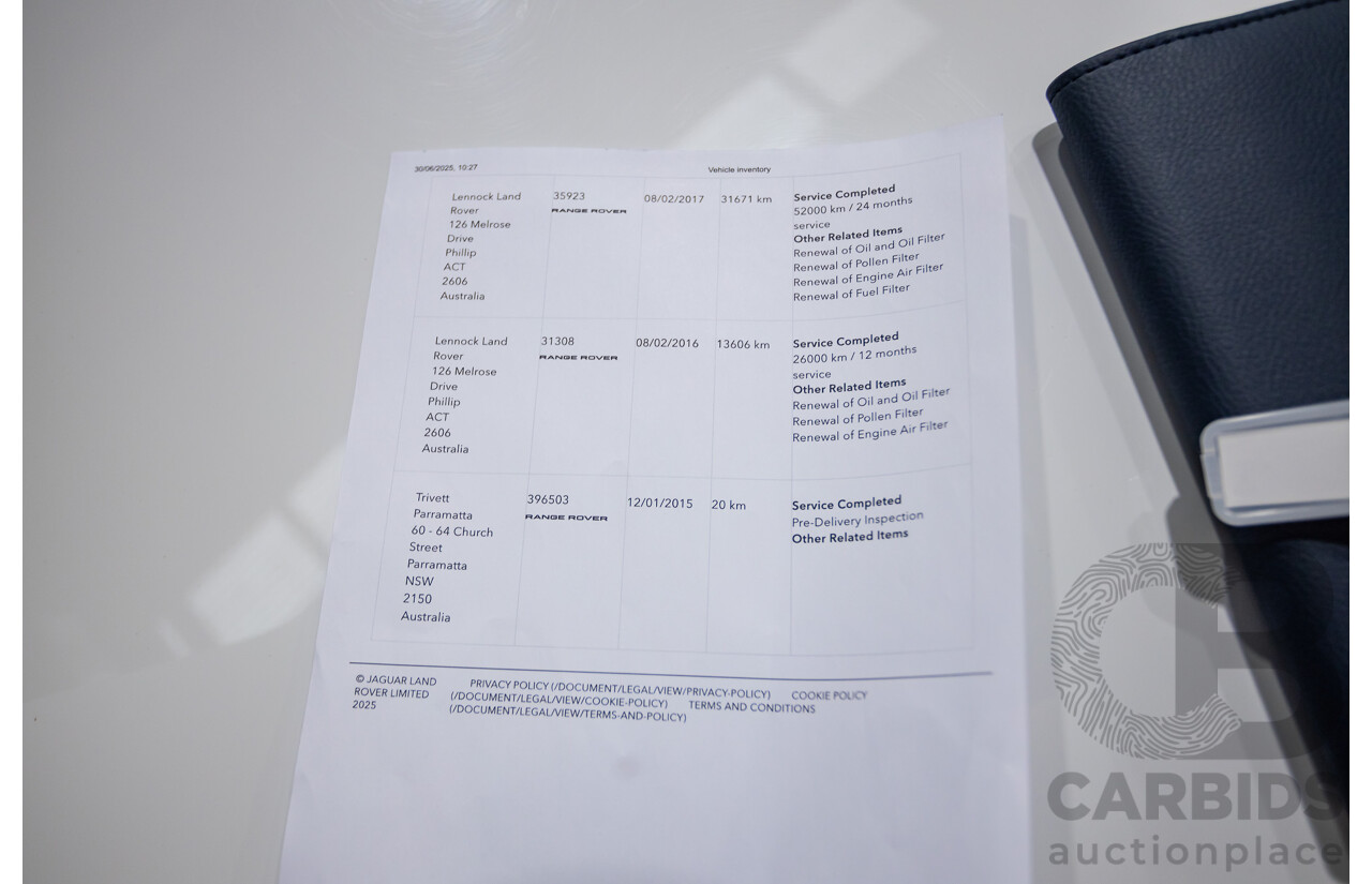 01/2015 Range Rover Evoque SD4 Dynamic (AWD) LV MY15 5D Wagon Fuji White Turbo Diesel 2.2L