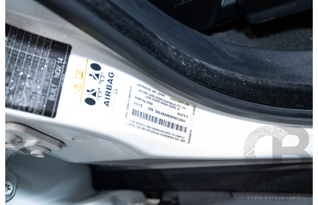 01/2015 Range Rover Evoque SD4 Dynamic (AWD) LV MY15 5D Wagon Fuji White Turbo Diesel 2.2L