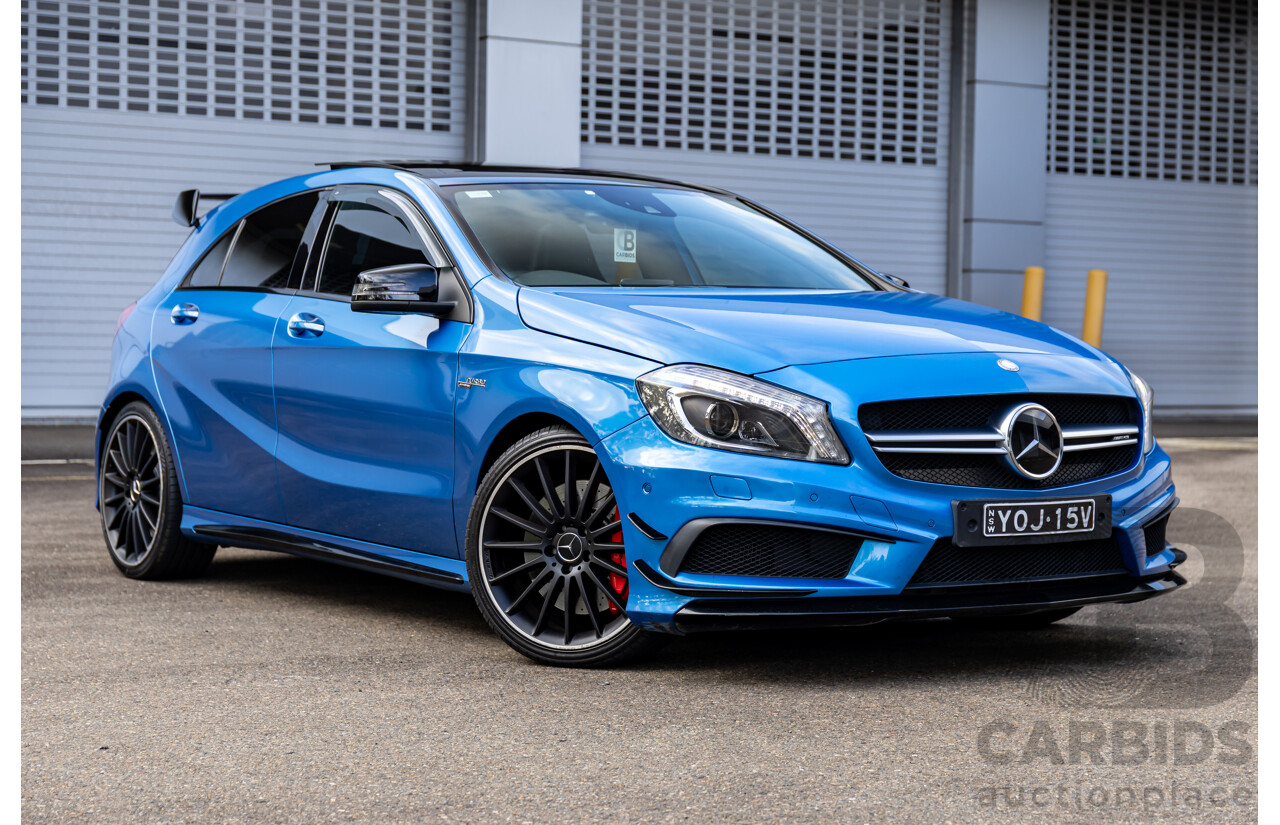 1/2015 Mercedes-Benz A45 AMG 176 MY15 5d Hatchback South Sea Blue Metallic Turbo 2.0L