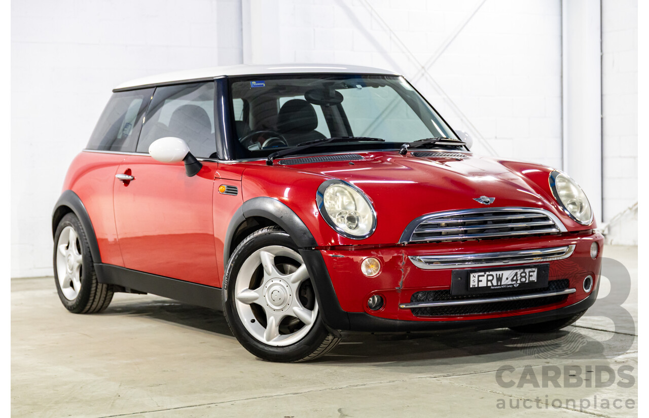 9/2004 Mini Cooper Chilli R50 2d Hatchback Chili Red/Pepper White Roof 1.6L