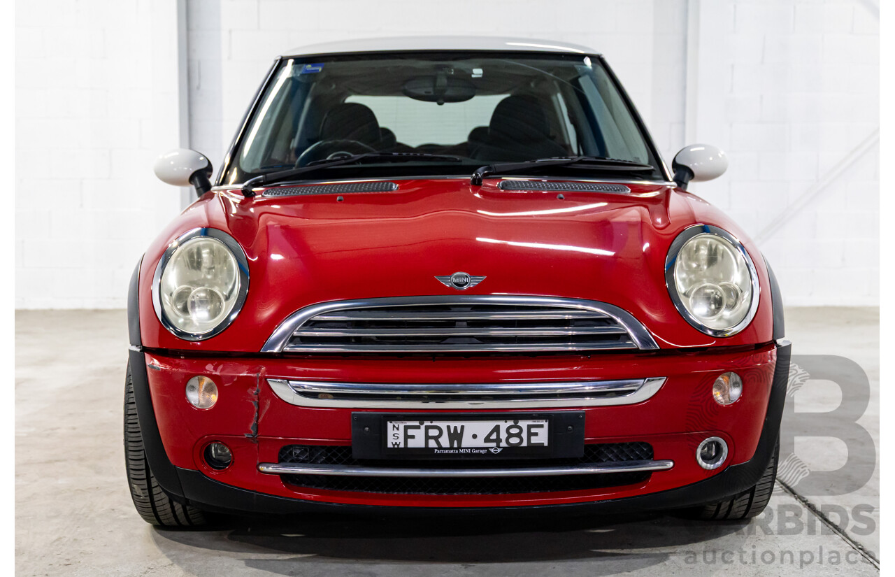 9/2004 Mini Cooper Chilli R50 2d Hatchback Chili Red/Pepper White Roof 1.6L
