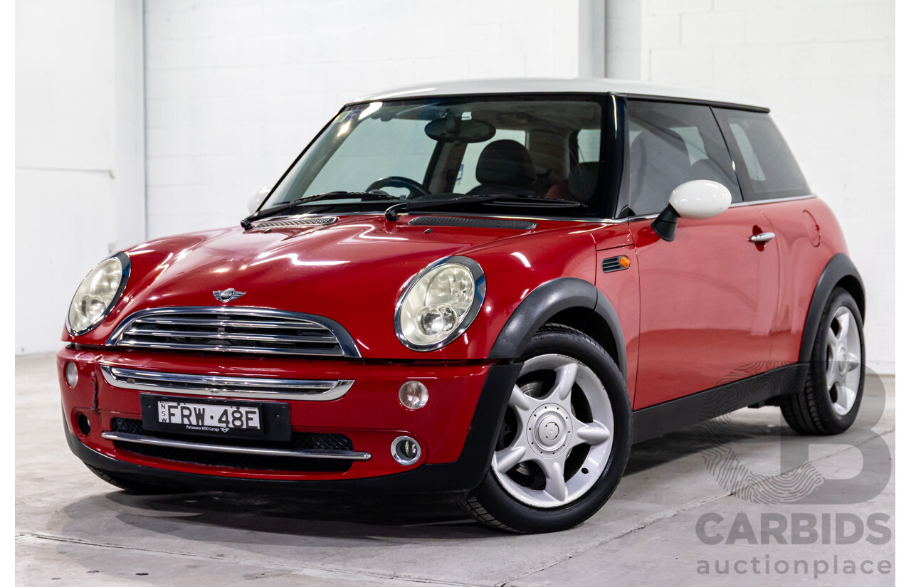 9/2004 Mini Cooper Chilli R50 2d Hatchback Chili Red/Pepper White Roof 1.6L