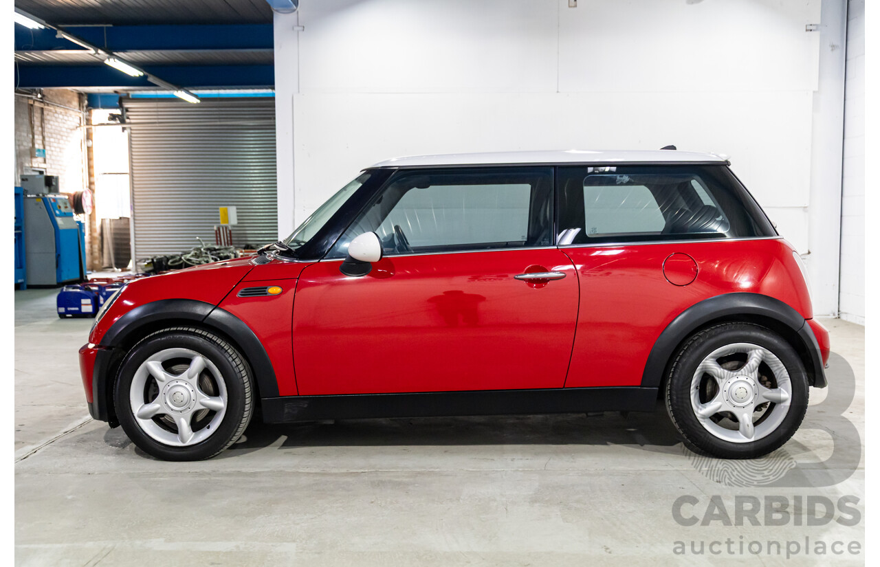 9/2004 Mini Cooper Chilli R50 2d Hatchback Chili Red/Pepper White Roof 1.6L