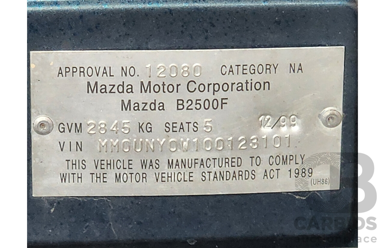 12/1999 Mazda B2500 Bravo (4x4)  Dual Cab P/Up Green 2.5L