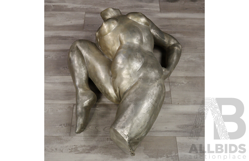 Large Hand Made Polished Aluminum Sculpture of Female Form