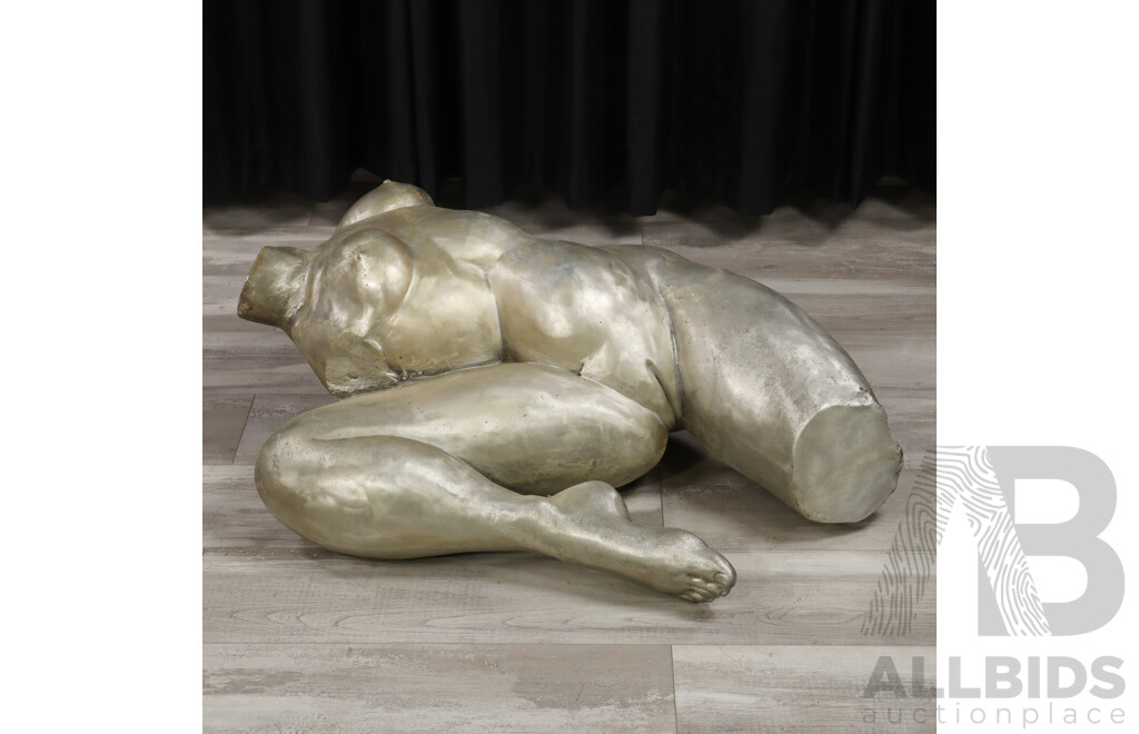 Large Hand Made Polished Aluminum Sculpture of Female Form