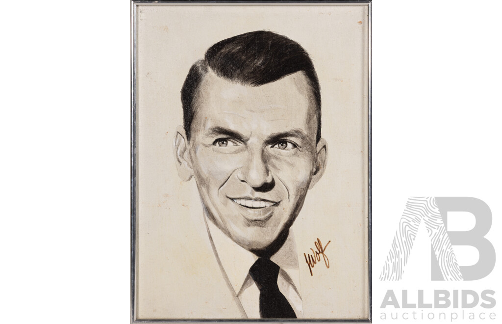 (Possibly) J. Wolf, (20th Century), Frank SInatra, Barbra Streisand, The Beatles & The Three Stooges, Quattro of Vintage Original Portraits, Ink & Oil on Canvas, 40 x 30 cm & 30 x 40 cm (approx Frames) (4)