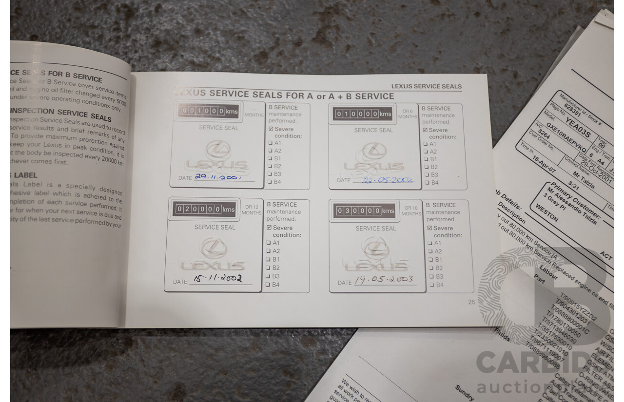 9/2001 Lexus IS200 GXE10R 4d Sedan Sunburst Orange 2.0L