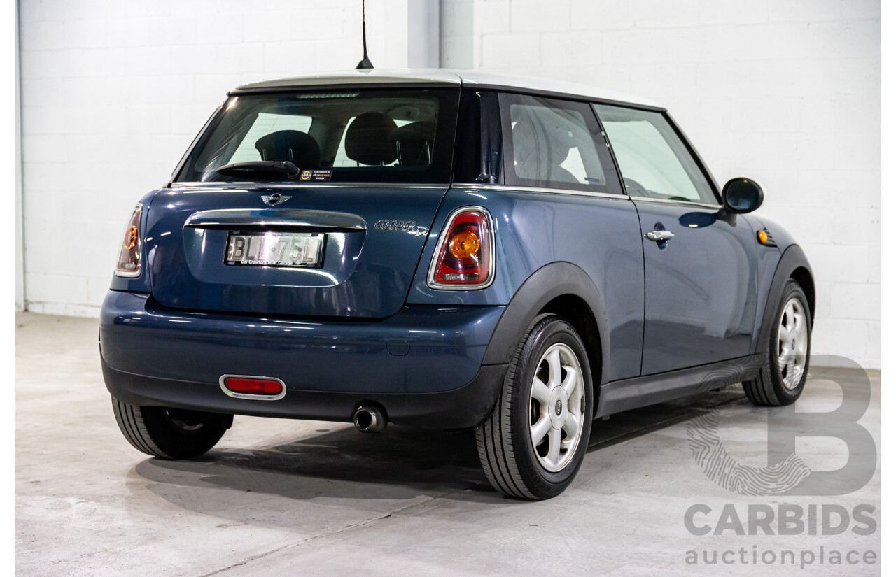 9/2009 Mini Cooper D R56 2d Hatchback Horizon Blue Metallic/Pepper White Roof Turbo Diesel 1.6L