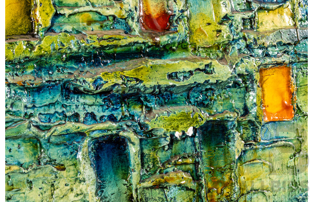 Maynard Waters, (20th Century, Australian, 1936-), Neutropia, Original Mid Century Mixed Media Oil and Plaster, 91 X 42 Cm (frame)