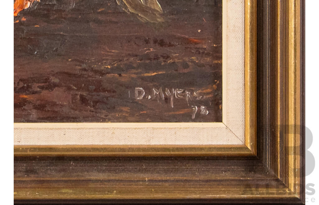 D. Myers (20th Century, Working 1970s), Still Life - Bright Posy, Original Vintage Acrylic on Board, 47 x 55 cm (frame)