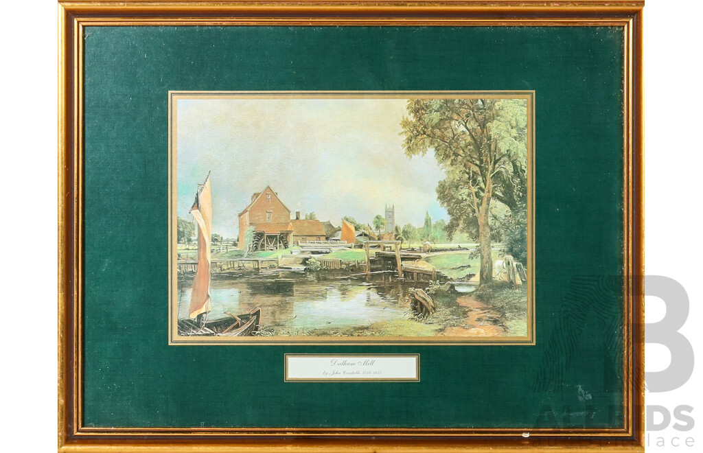 John Constable (British, 1776-1837) Dedham Mill & George Turner (British, 1843-1910), In the Derbyshire HIlls, Pair of Vintage Colour Prints, 33 x 43 cm (largest Frame) (2)